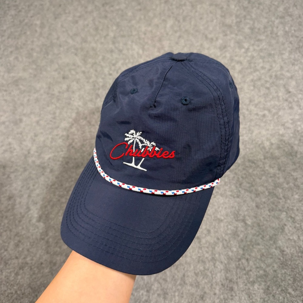Chubbies Navy Blue Nylon Rope Palm Tree Strap-Back Hat Cap Men's One Size